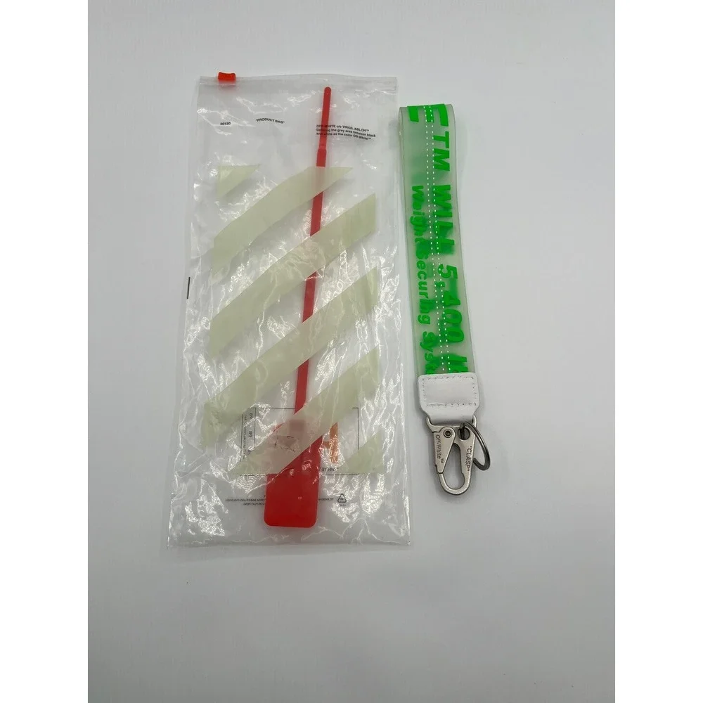 Off- White Industrial Lanyard Wristlet Green Keychain NWT
